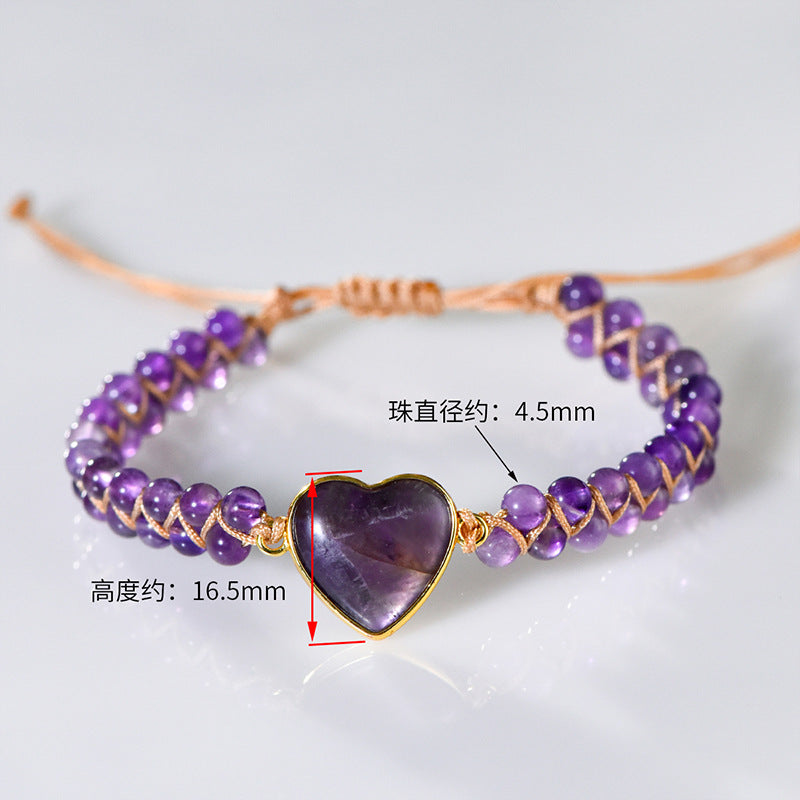 New hand-woven heart labradorite bracelet wrapped with amethyst