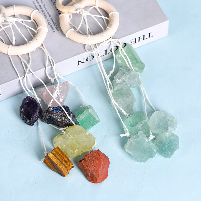 Irregular raw stone wind chime window bell car decoration multi-color agate elegant