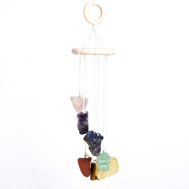 Irregular raw stone wind chime window bell car decoration multi-color agate elegant