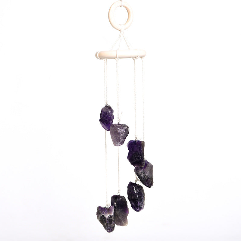 Irregular raw stone wind chime window bell car decoration multi-color agate elegant