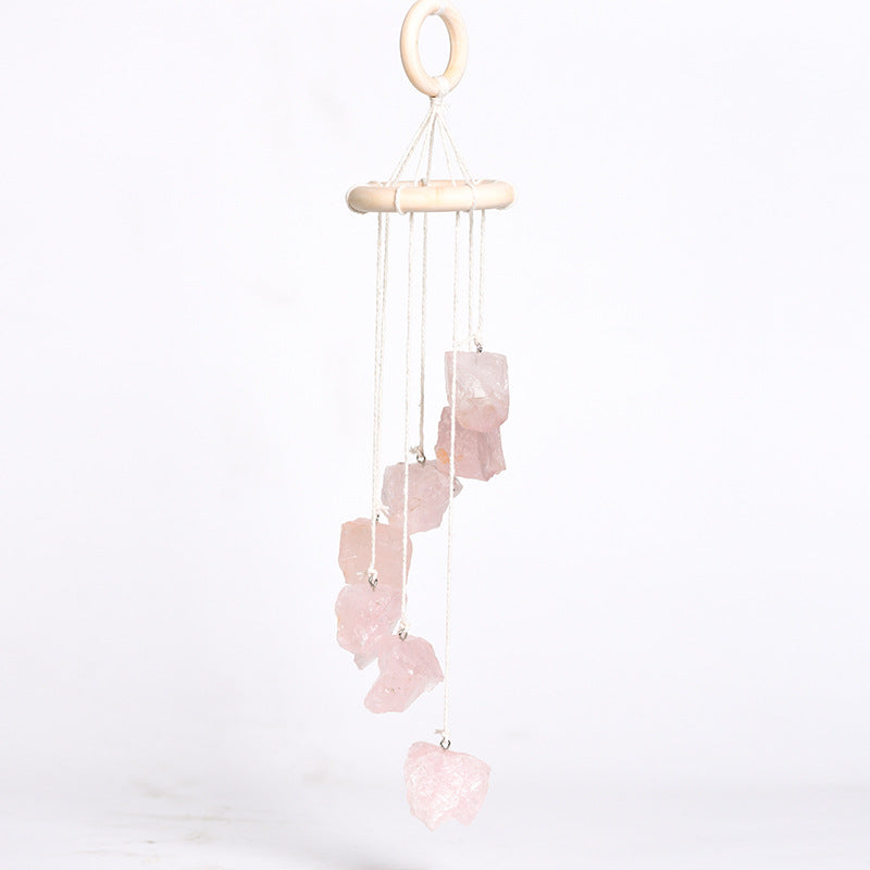 Irregular raw stone wind chime window bell car decoration multi-color agate elegant